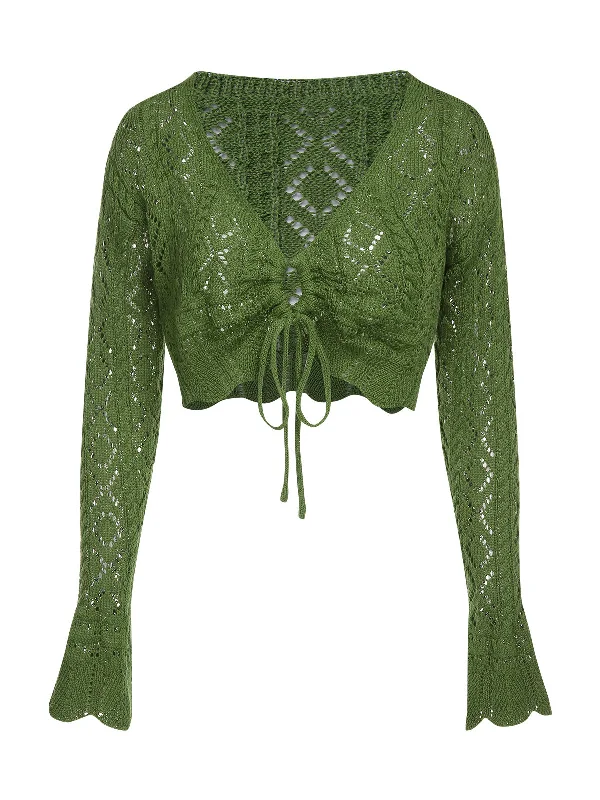 Green 1960s Cutout Strappy Crochet Cover-Up