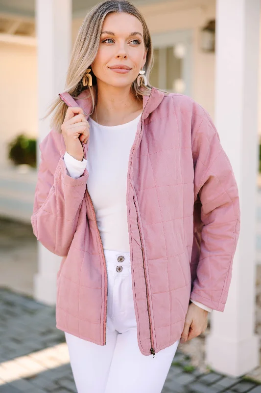 Think For Yourself Mauve Pink Quilted Jacket