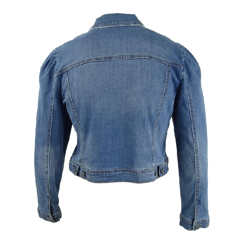 Maison Jules Women's Puff Sleeve Denim Jacket Blue Size X-Large