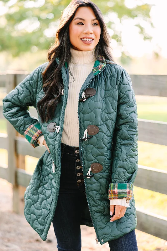 Creating Memories Dark Green Puffer Jacket