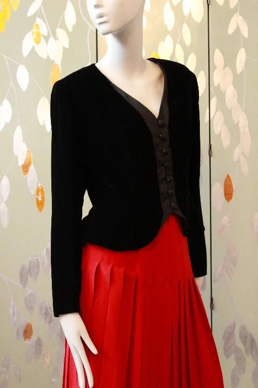 Vintage Late 1980 / Early 1990s Oscar De La Renta Black Blazer Top, M/L