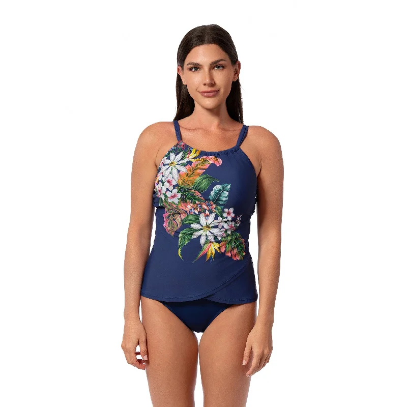 PALM DELIGHT AUDREY DRAPE TANKINI TOP