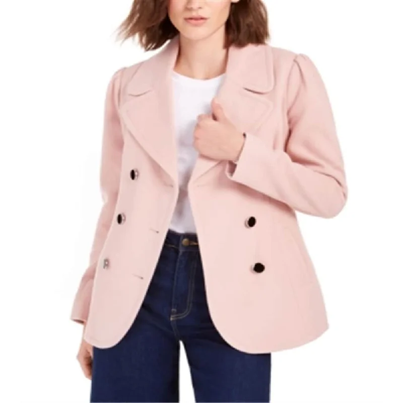 Maison Jules Women's Double-Breasted Peacoat Blush Pink Size Large