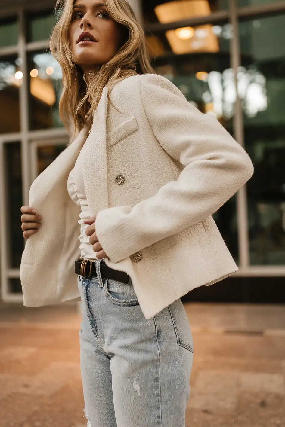 Isabella Blazer in White - FINAL SALE