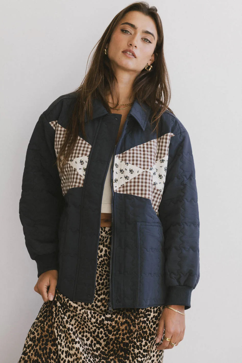 Karlie Quilted Jacket in Navy