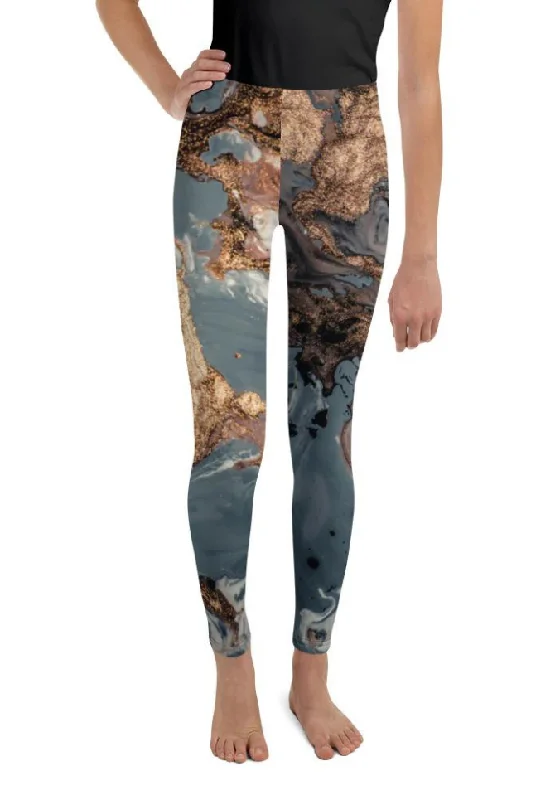 Bronze Marble Print Youth Leggings