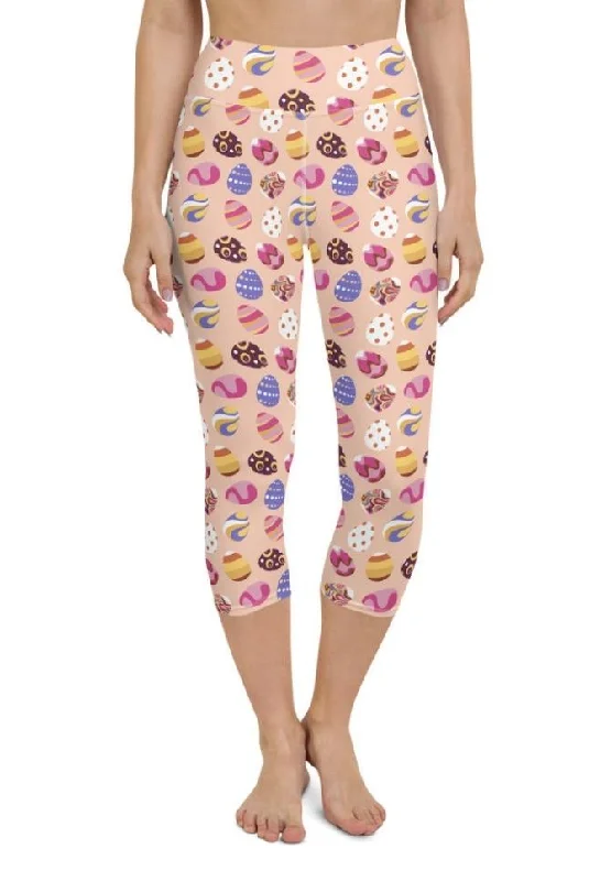 Fun Easter Eggs Pattern Yoga Capris