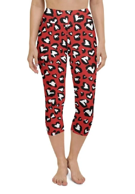 Leopard Hearts Yoga Capris