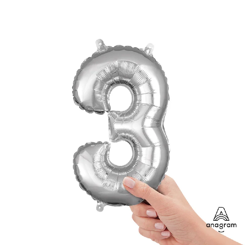 16 inch NUMBER 3 - ANAGRAM - SILVER (AIR-FILL ONLY)