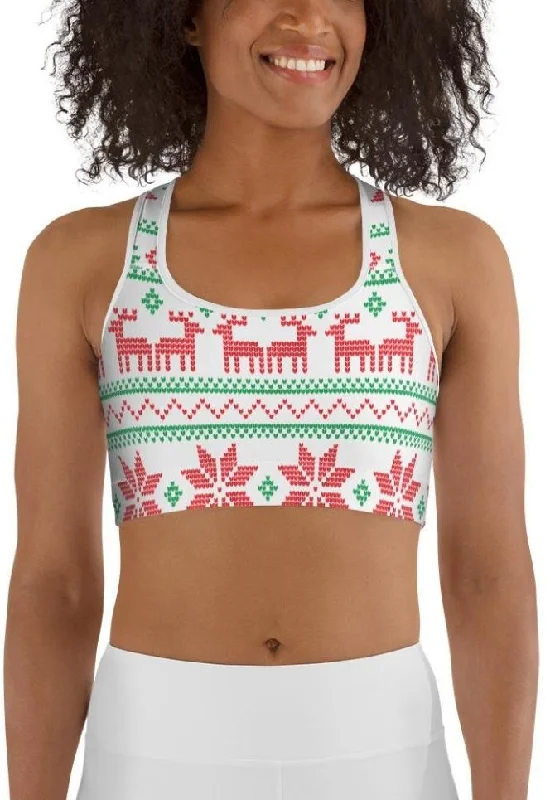 Vintage Knit Print Sports Bra