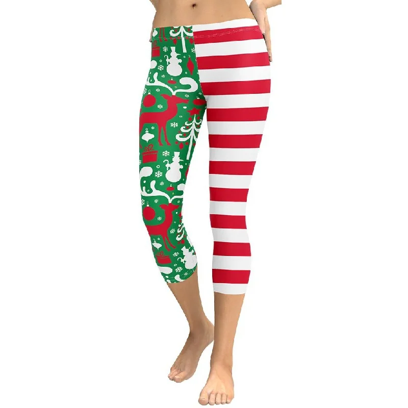 Cute Two Pattern Christmas Capris