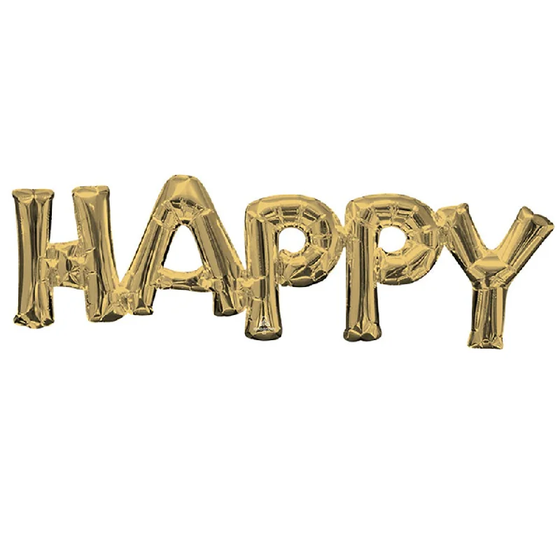 30″ BLOCK PHRASE "HAPPY" WHITE GOLD (AIR-FILL ONLY)