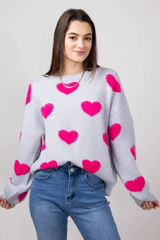 Miracle Multi Heart Sweater for Women in Silver | W8373-SILVER