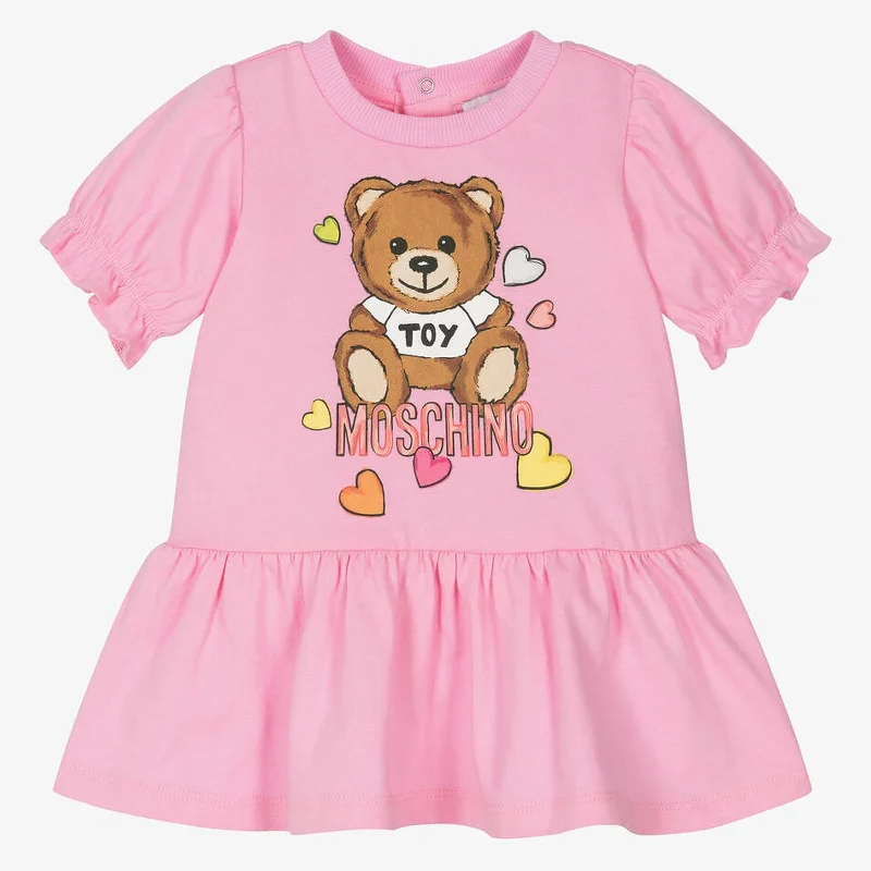 Pink Cotton Teddy Bear Heart Dress