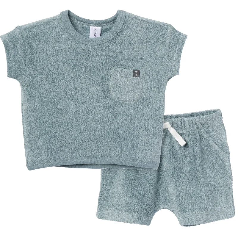 2-Piece Baby Boys Teal Shirt and Shorts Set