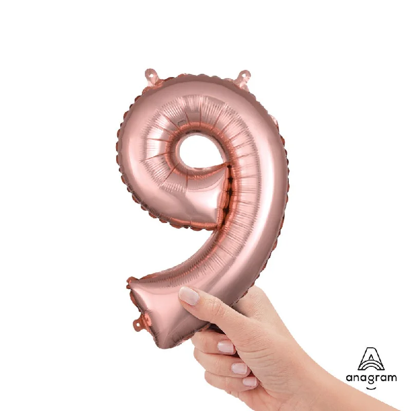 16 inch NUMBER 9 - ANAGRAM - ROSE GOLD (AIR-FILL ONLY)