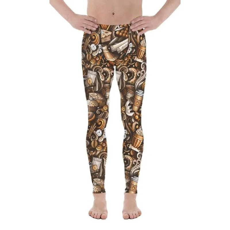 Coffee Shop Print Men's Leggings