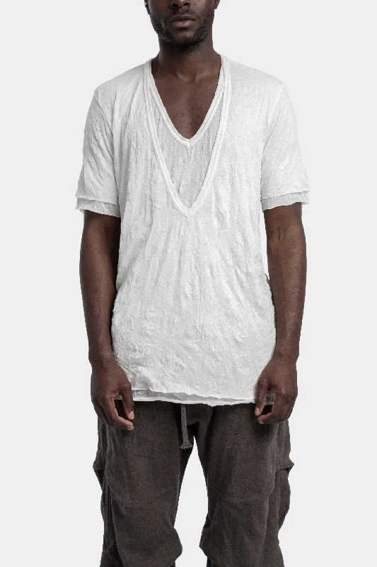 Double layered V-neck tee, White