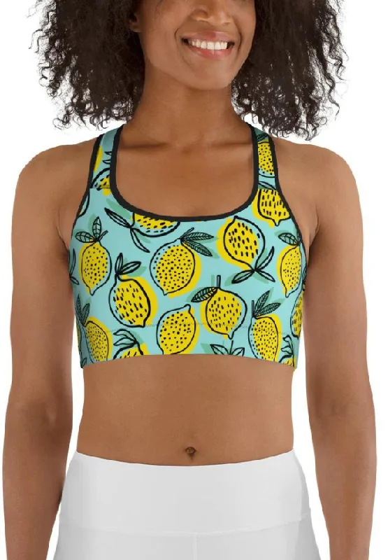 Lemon Pattern Sports Bra