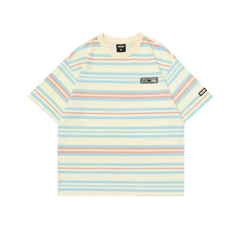 Color Striped Short Sleeve T-Shirt