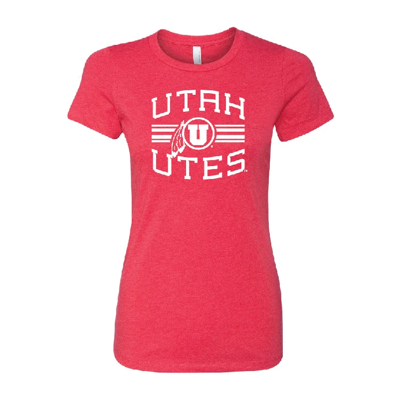 Utah Utes -Utah Stripe-Circle and Feather Womens T-Shirt