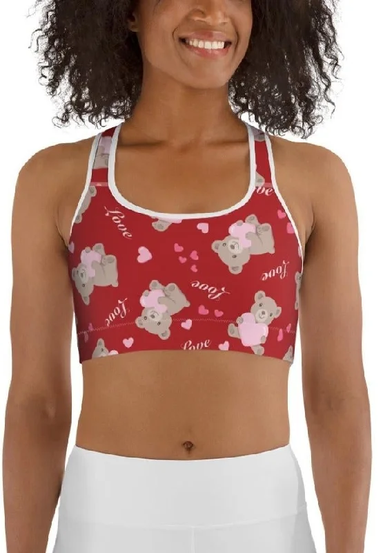 Cute Teddy Bear Sports Bra