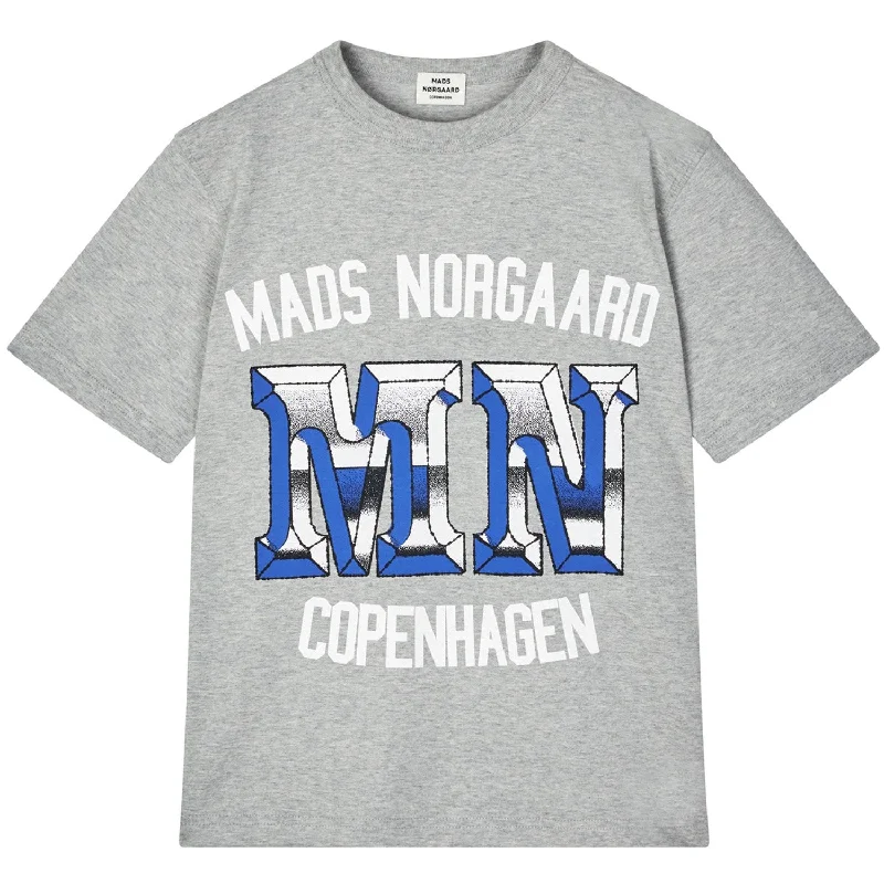 Mads Nørgaard Light Grey Melange Printed Tee Theo T-shirt