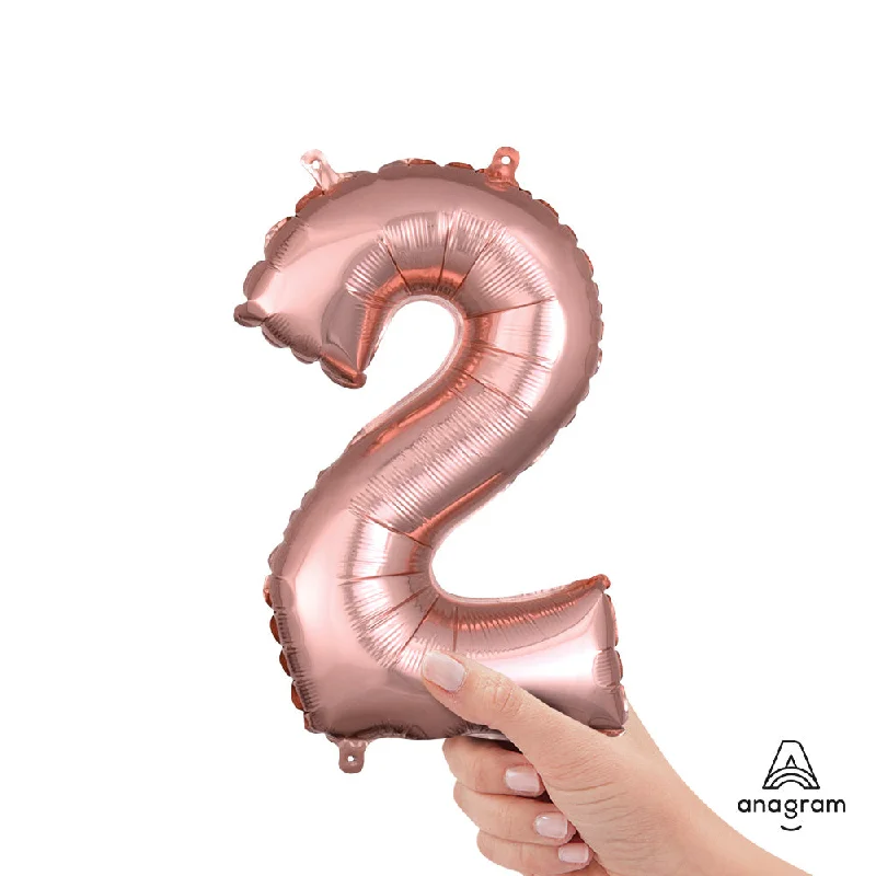 16 inch NUMBER 2 - ANAGRAM - ROSE GOLD (AIR-FILL ONLY)