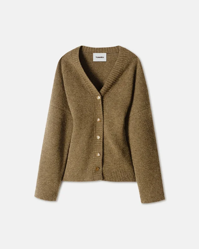 Fara - Fluffy Knit Cardigan - Custard