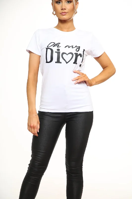 'OH MY DIOR' SLOGAN  PRINT T-SHIRT