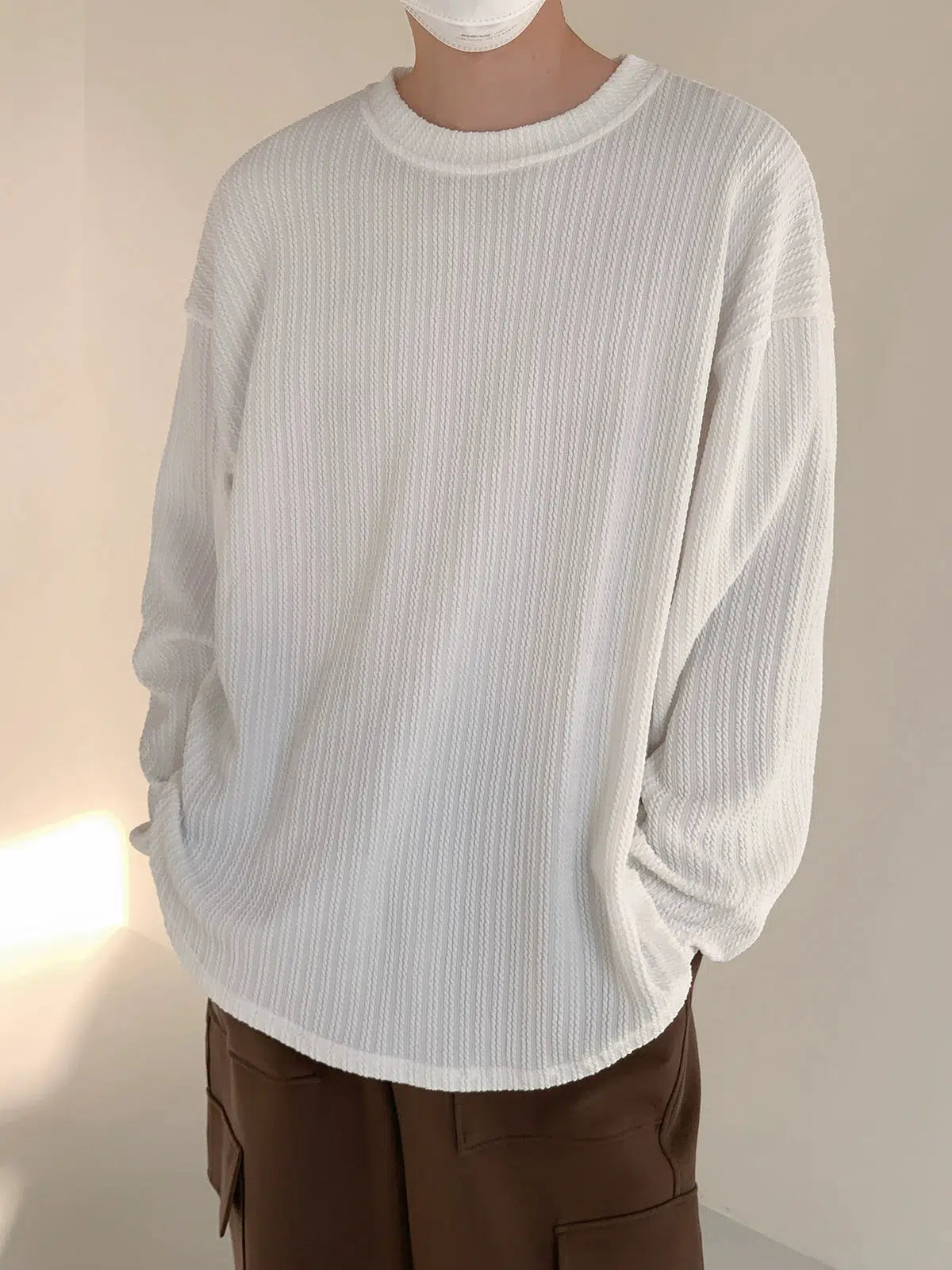 Striped Round Neck Long Sleeve Bottoming Shirt