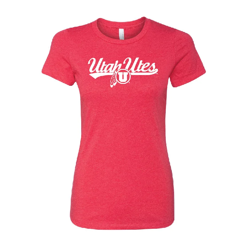 Utah Utes - Script-Circle and Feather Womens T-Shirt