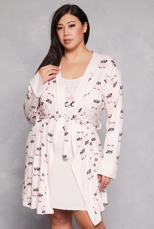 Plus Size Nap Queen Cami Nightgown with Robe