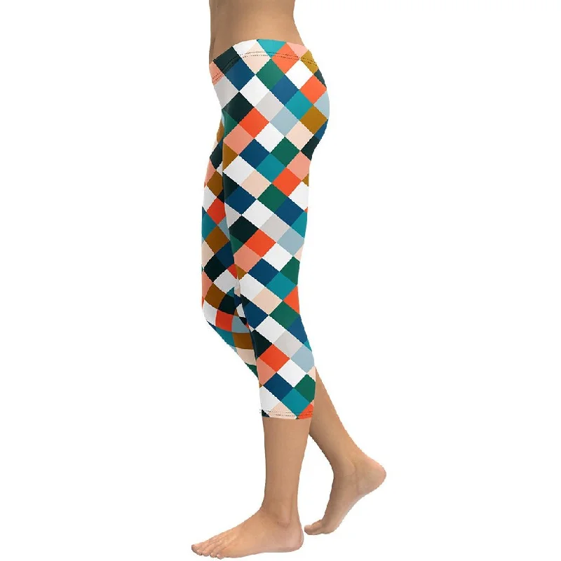 Colorful Rhombus Pattern Capris