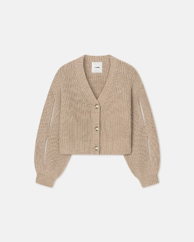 Karolin - Cropped Cashmere-Blend Cardigan - Oatmeal