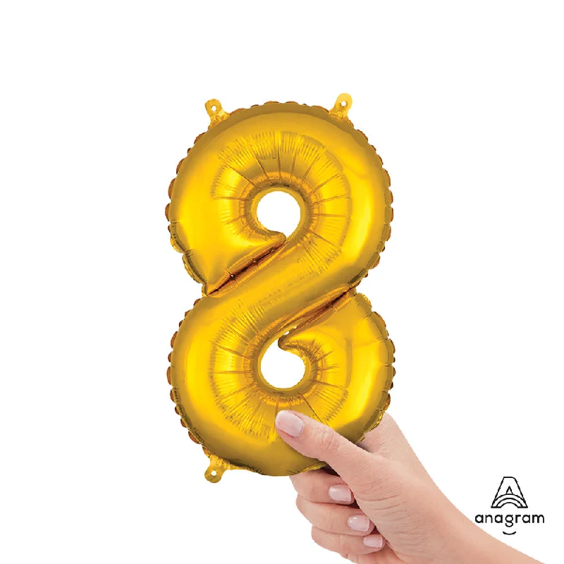 16 inch NUMBER 8 - ANAGRAM - GOLD (AIR-FILL ONLY)