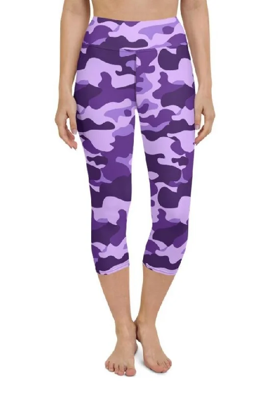 Purple Camo Yoga Capris