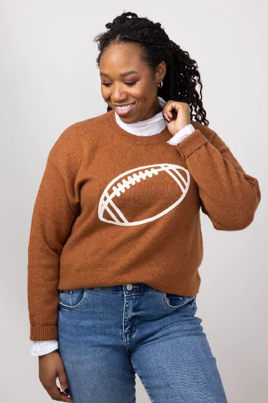 Football Knit Sweater for Women in Brown | GW22FB-BRN