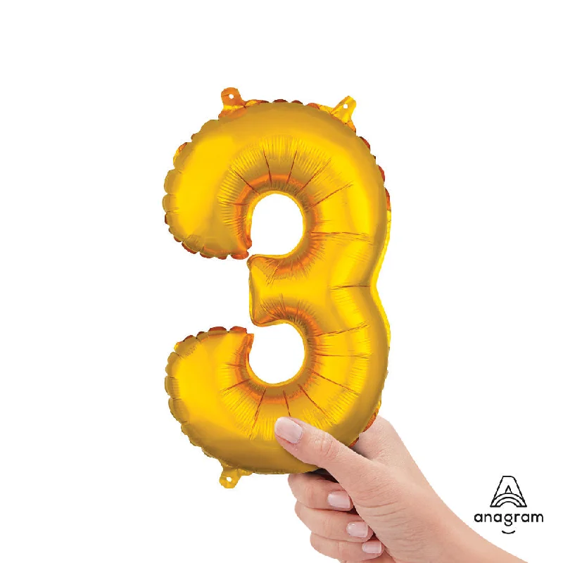 16 inch NUMBER 3 - ANAGRAM - GOLD (AIR-FILL ONLY)