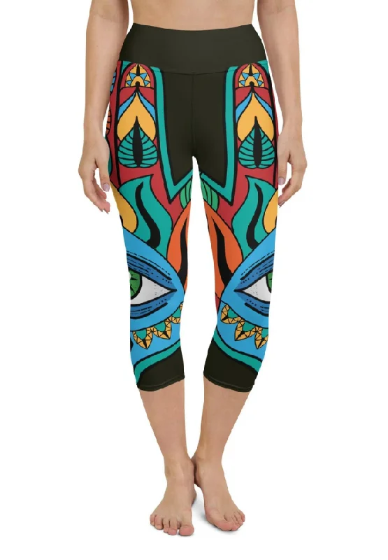 Colorful Eye Symbol Yoga Capris