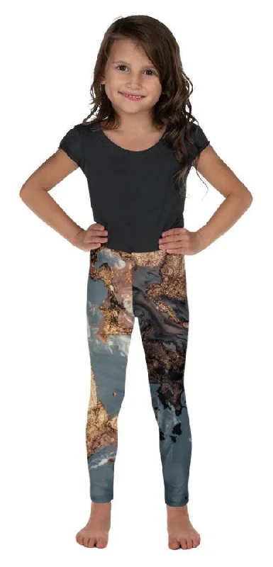 Bronze Marble Print Kid's Leggings