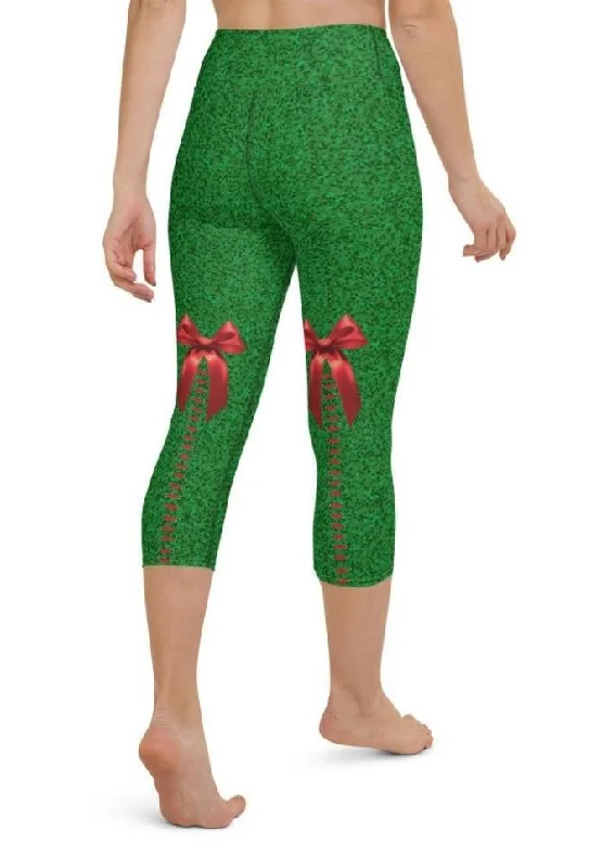 Cute Christmas Bow Yoga Capris