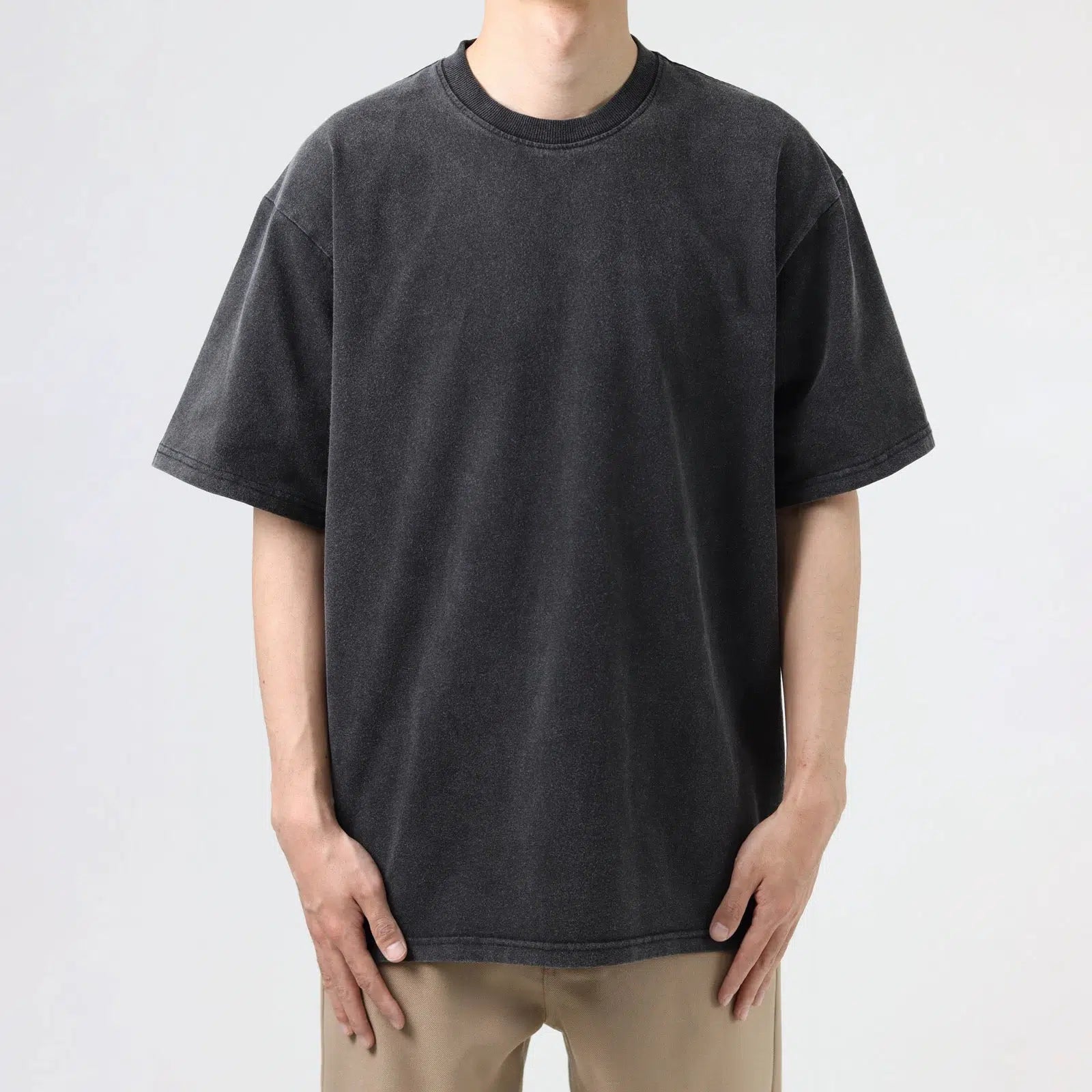 Washed Round Neck Short Sleeve T-shirt