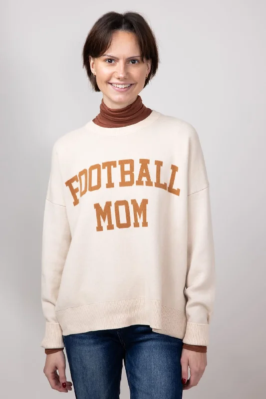 Football Mom Sweater for Women in Cream/Light Brown | GW18FBM-CRMBRN