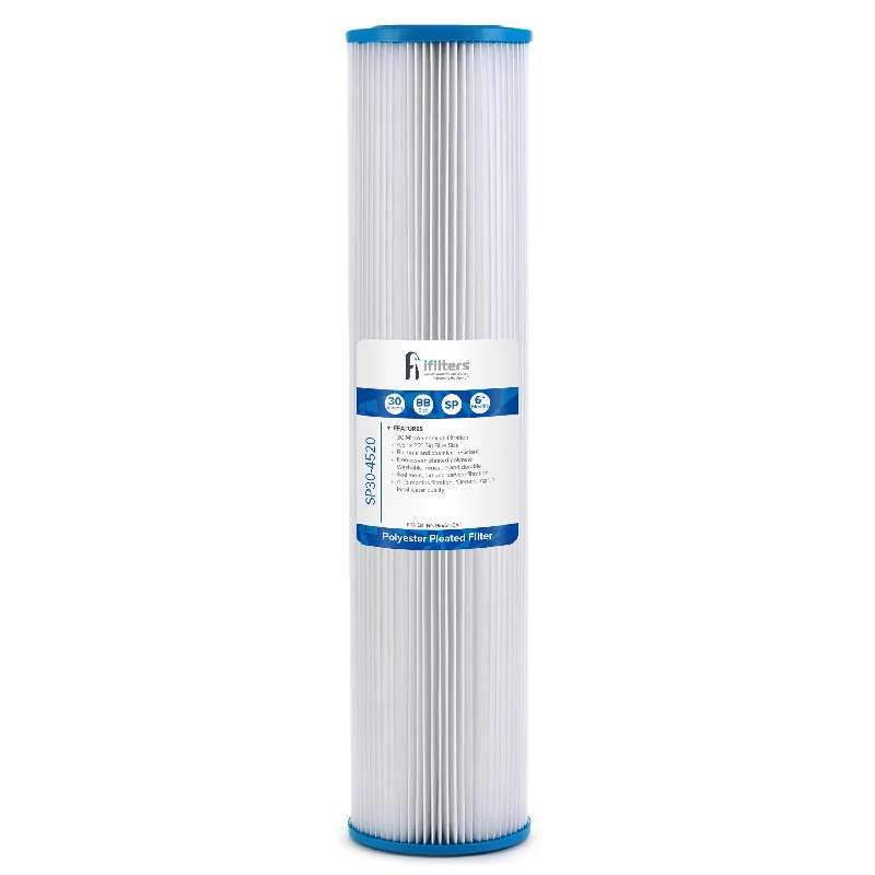 Sediment Pleated Water Filter City or Well Water, Washable 4.5" x 20", 30 Micron