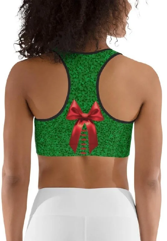 Cute Christmas Bow Sports Bra