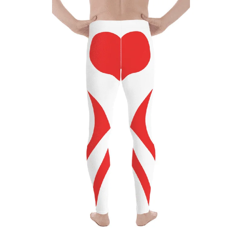 Red and White Heart Shaped Men's Leggings