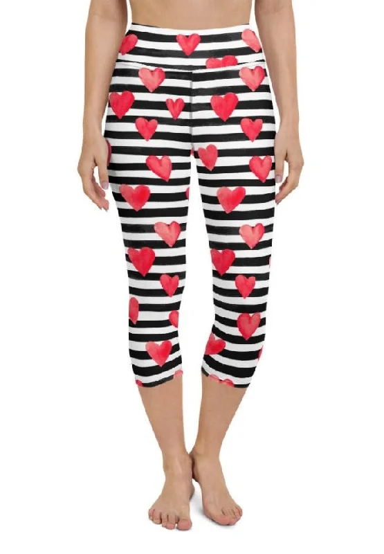 Stripes & Hearts Yoga Capris