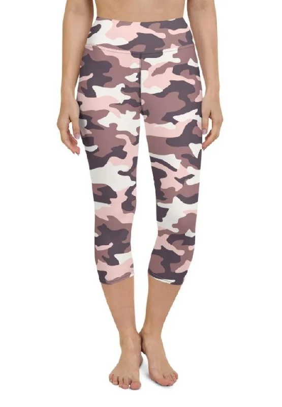 Chocolate Brown Camo Yoga Capris