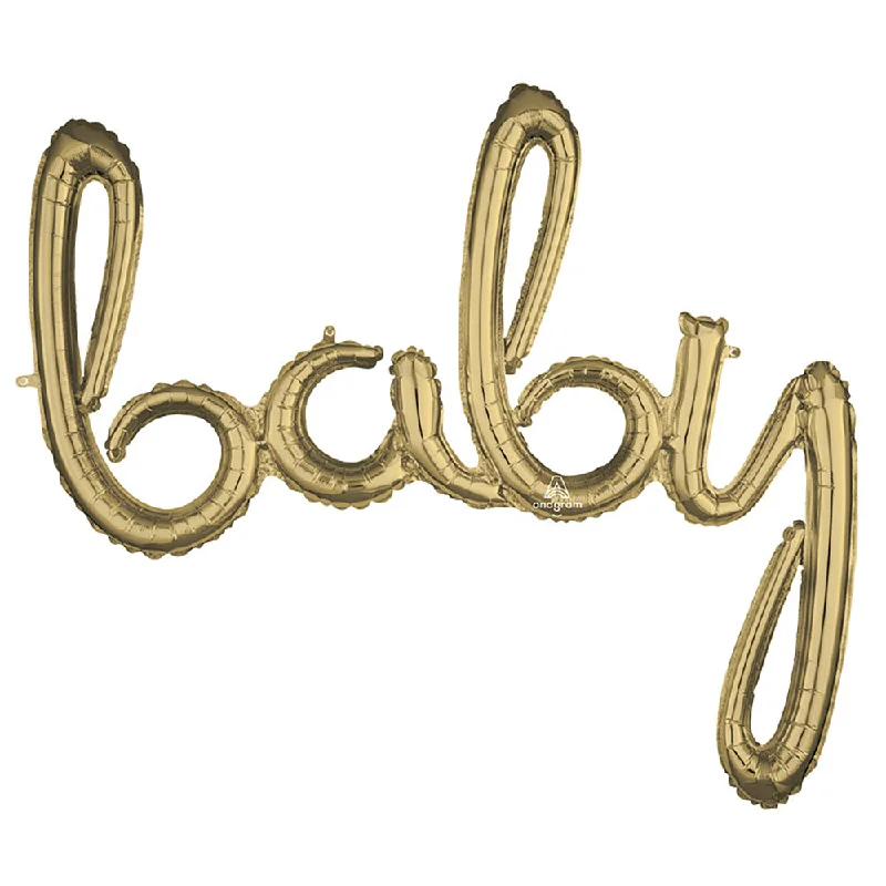 39″ SCRIPT PHRASE "BABY" WHITE GOLD (AIR-FILL ONLY)